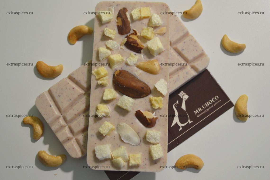 Белый шоколад Порошок свеклы+Бразильский орех+Груша, фото